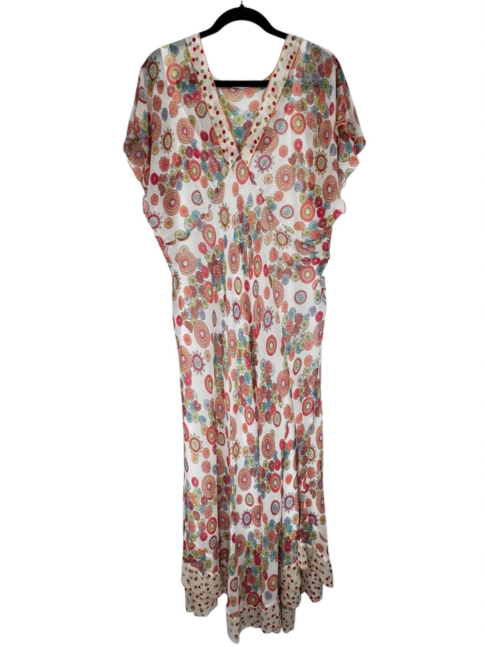 Floral Medallion 100% Silk Flowy Maxi Dress - Multicolor